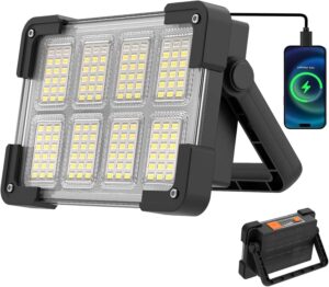 Foco LED solar portátil ideal para apagones, camping y emergencias