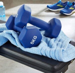 Set de 2 mancuernas de neopreno de 5 kg con recubrimiento antideslizante