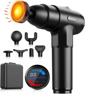AERLANG pistola de masaje portátil con cabezales intercambiables y función de calor