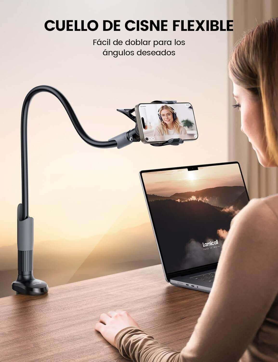 Soporte de brazo largo para móvil o tablet, ideal para cama o escritorio